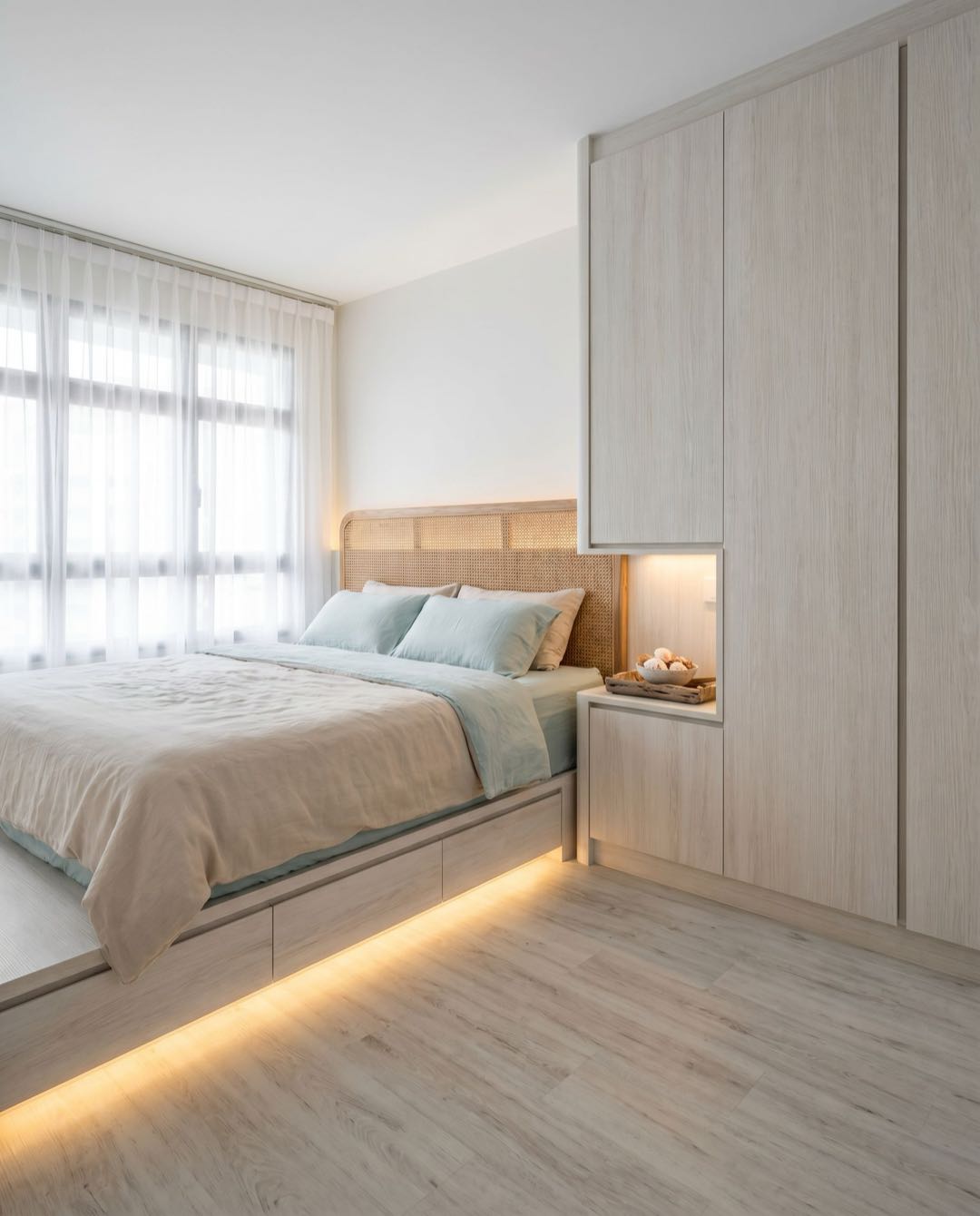 Coastal Tropical bedroom in a Singapore HDB flat