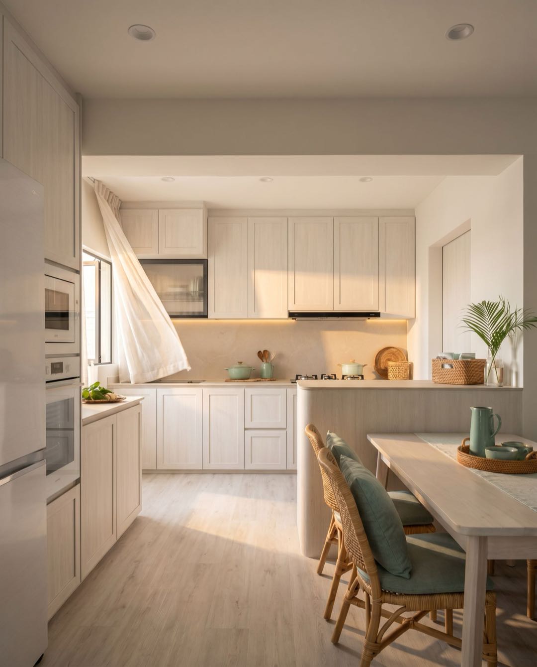 Coastal Tropical kitchen in a Singapore HDB flat