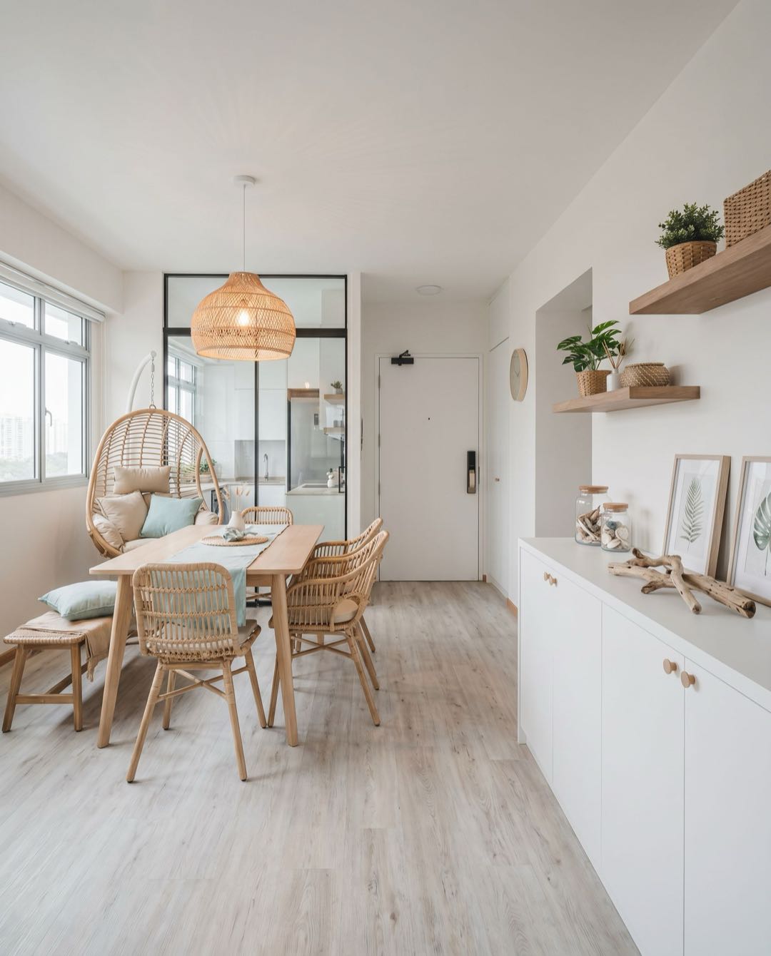 Coastal Tropical dining area in a Singapore HDB flat