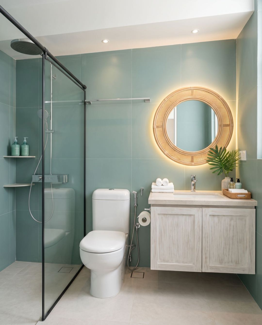 Coastal Tropical bathroom in a Singapore HDB flat