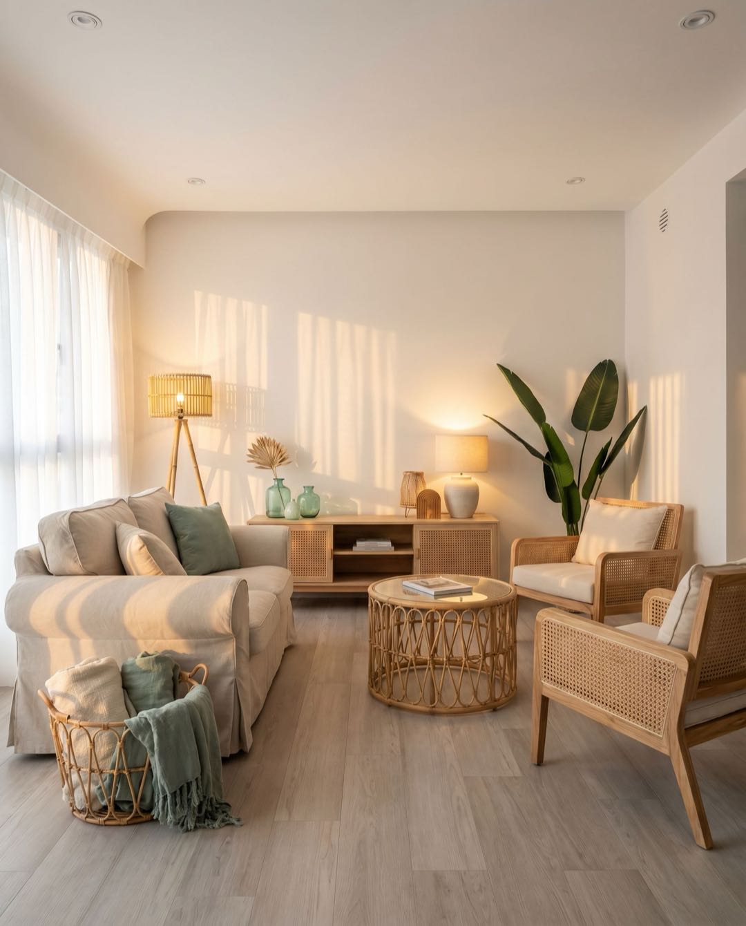 Coastal Tropical living room in a Singapore HDB flat