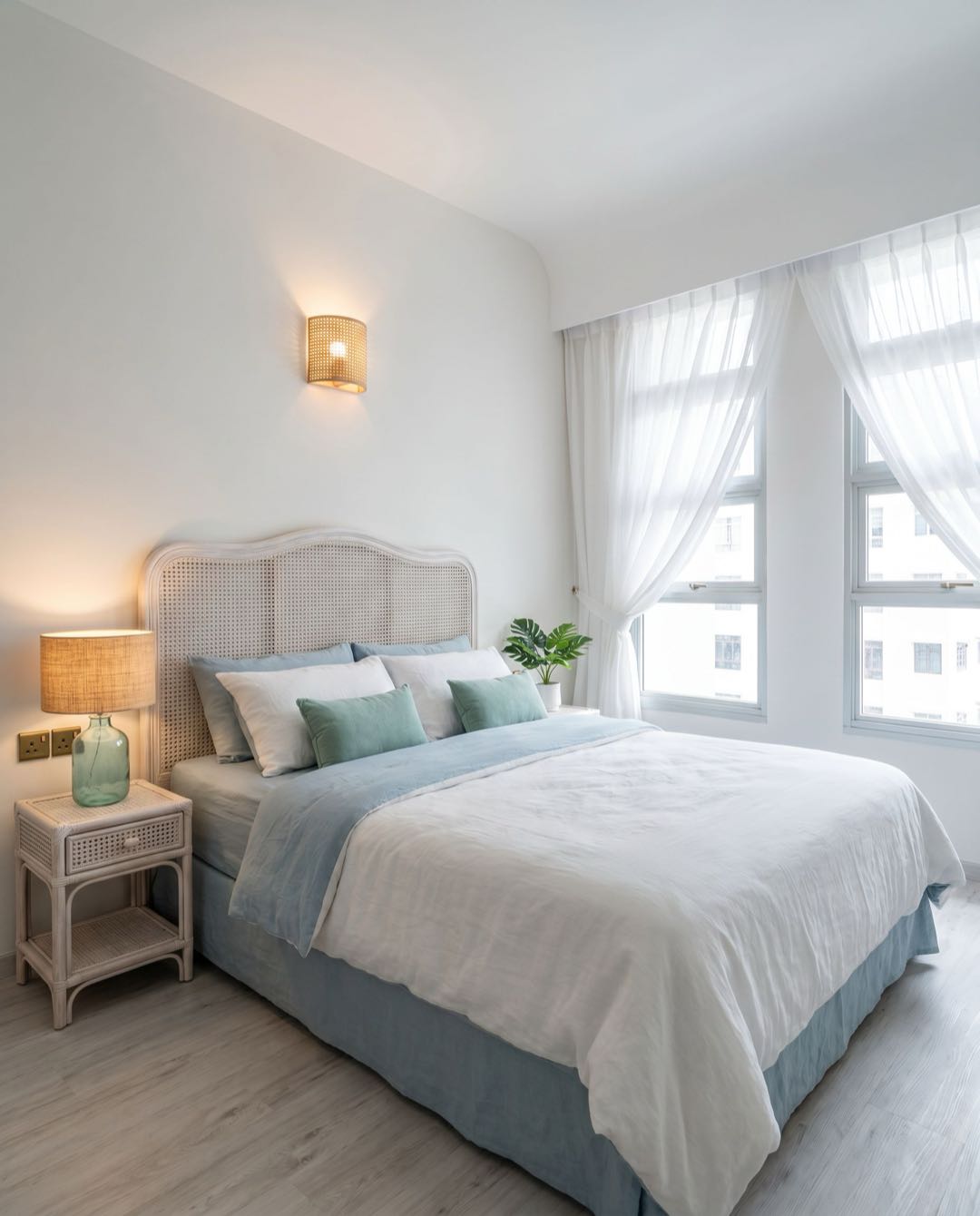 Coastal Tropical bedroom in a Singapore HDB flat