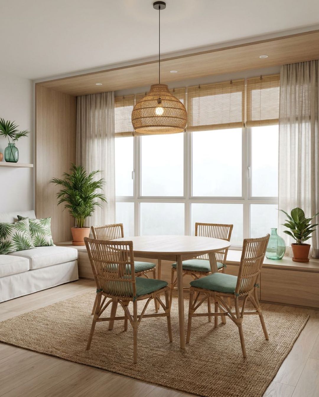 Coastal Tropical dining area in a Singapore HDB flat