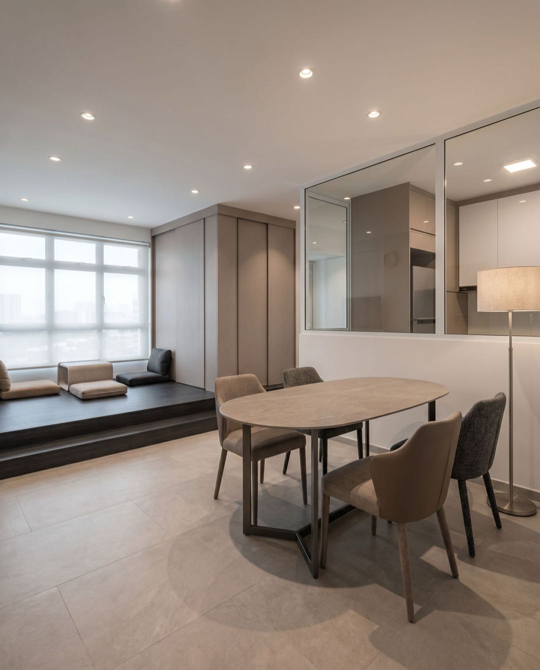 Modern Contemporary dining area in a Singapore HDB flat