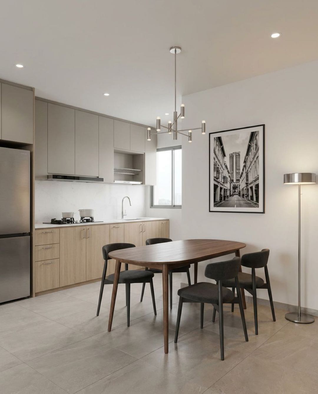 Modern Contemporary dining area in a Singapore HDB flat