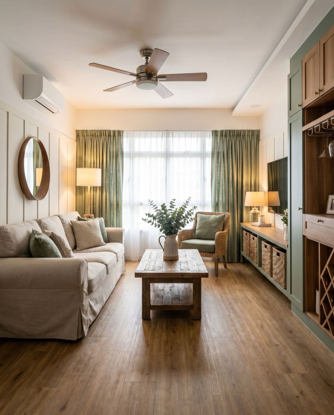 Modern Farmhouse living room in a Singapore HDB flat
