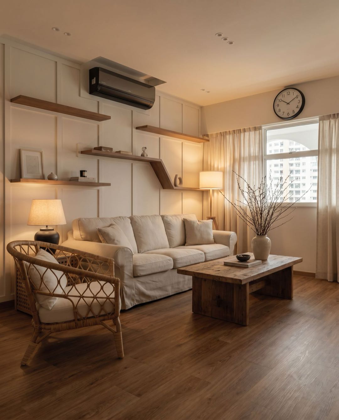 Modern Farmhouse living room in a Singapore HDB flat