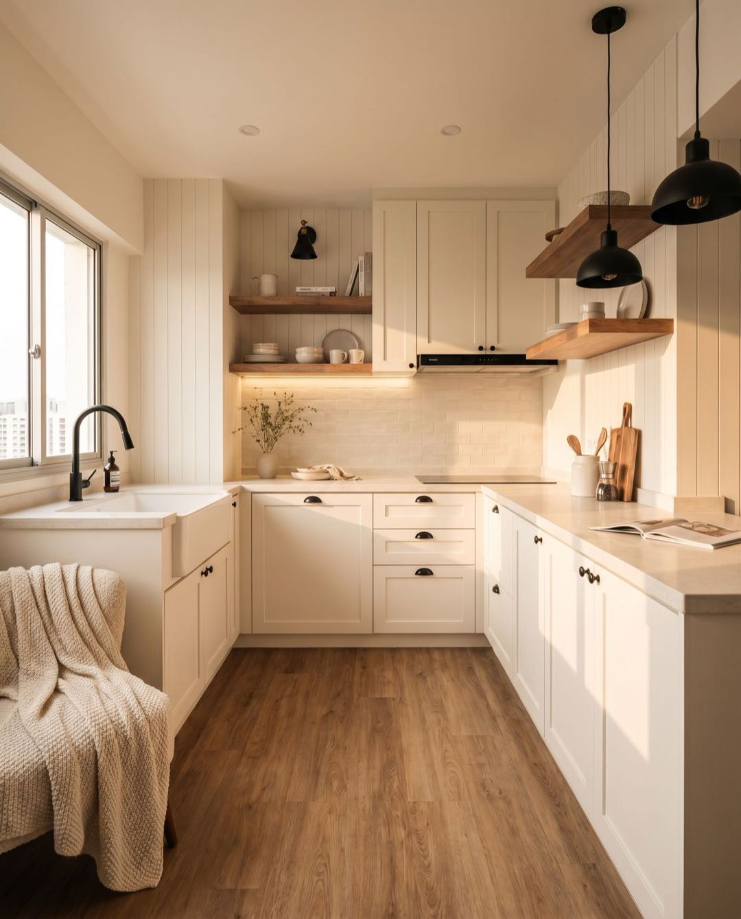 Modern Farmhouse kitchen in a Singapore HDB flat