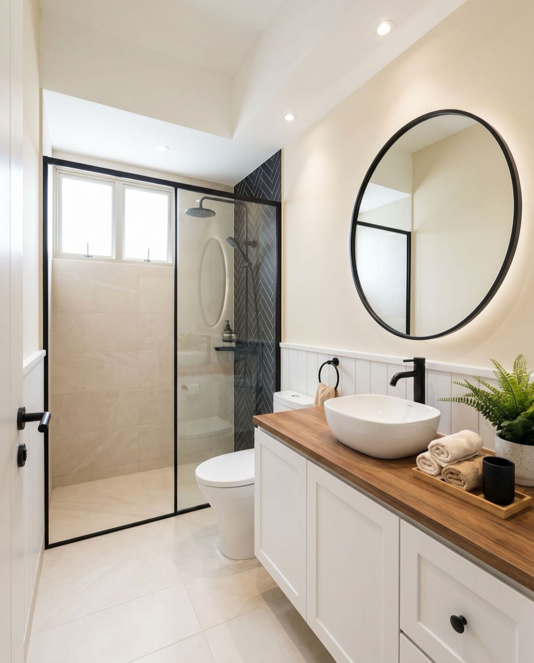 Modern Farmhouse bathroom in a Singapore HDB flat