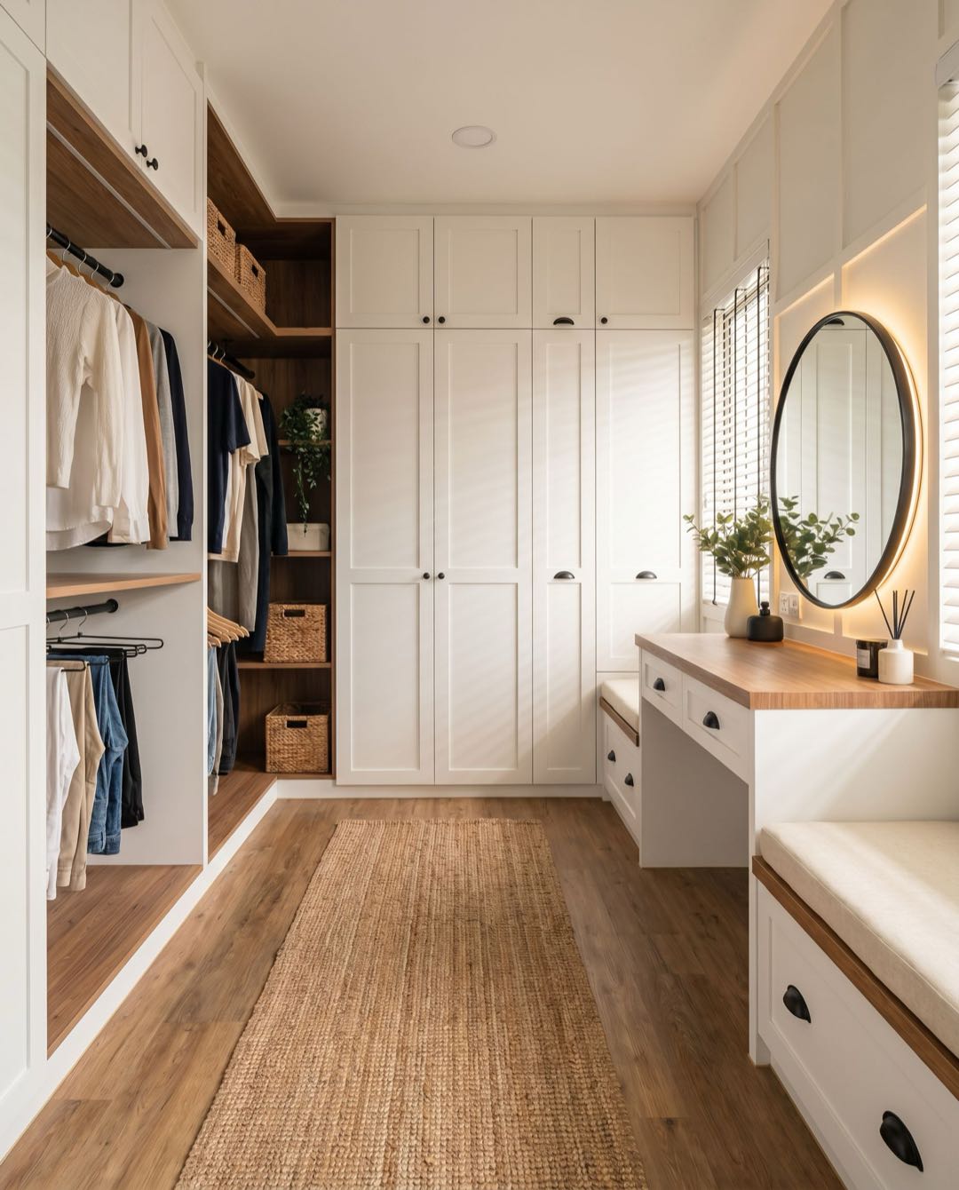 Modern Farmhouse walk-in wardrobe in a Singapore HDB flat