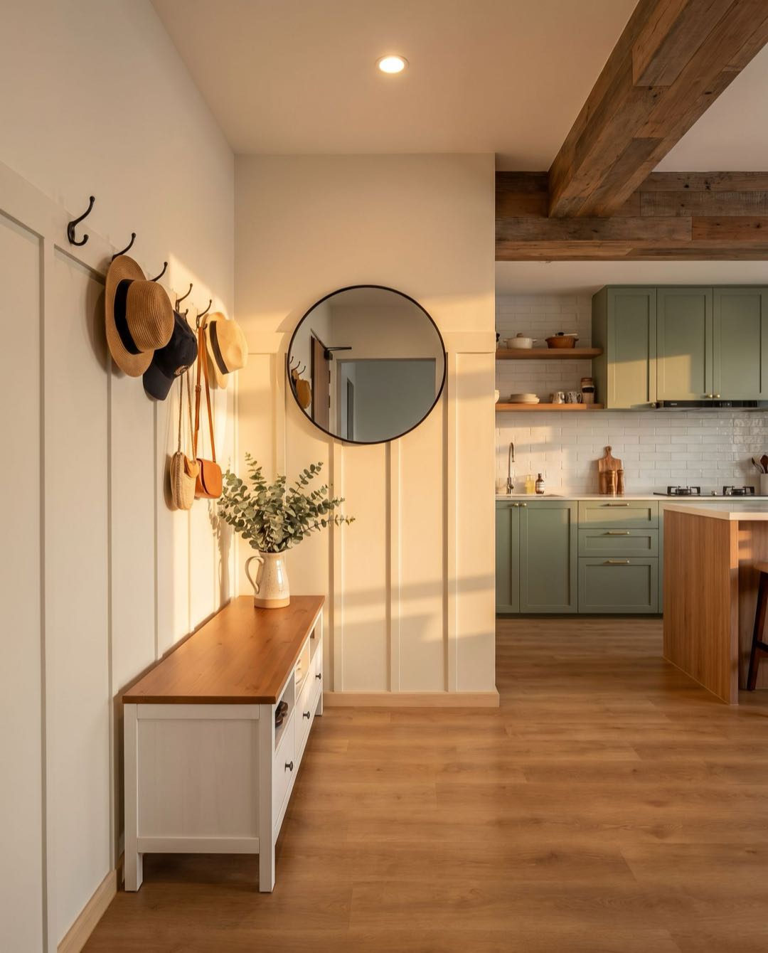 Modern Farmhouse entryway in a Singapore HDB flat