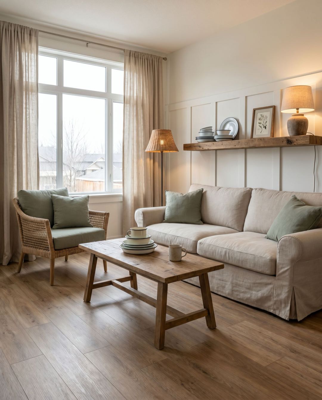 Modern Farmhouse living room in a Singapore HDB flat