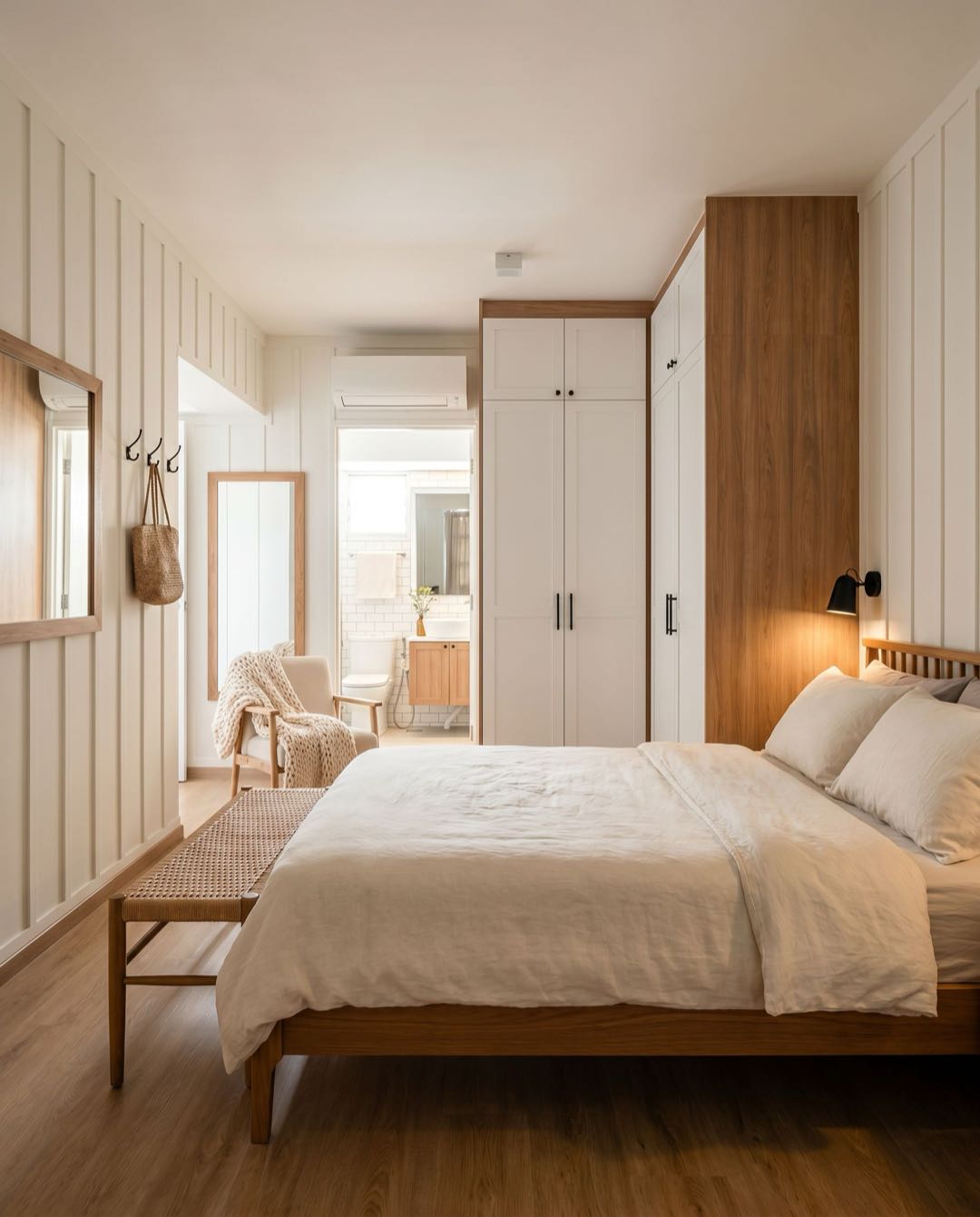 Modern Farmhouse bedroom in a Singapore HDB flat