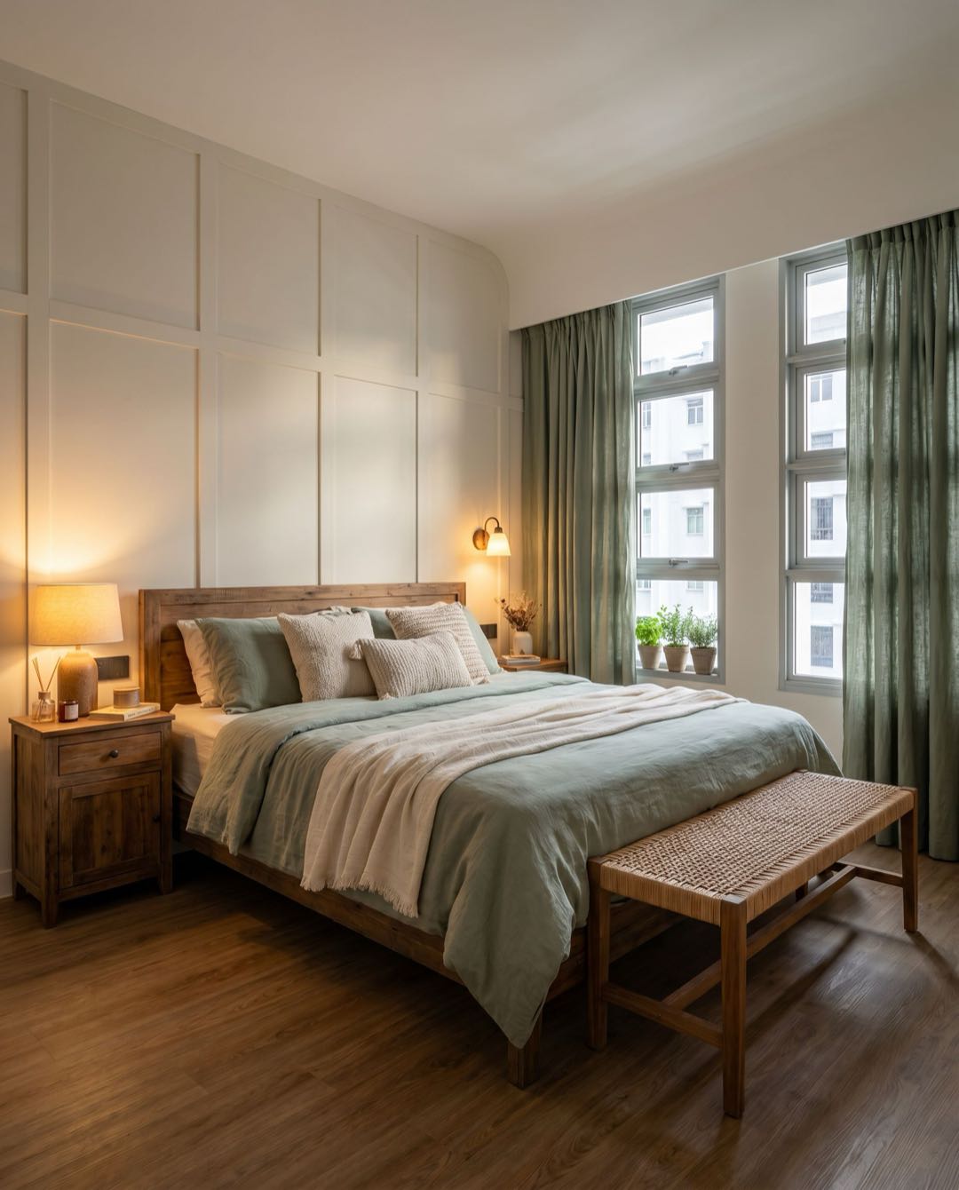 Modern Farmhouse bedroom in a Singapore HDB flat