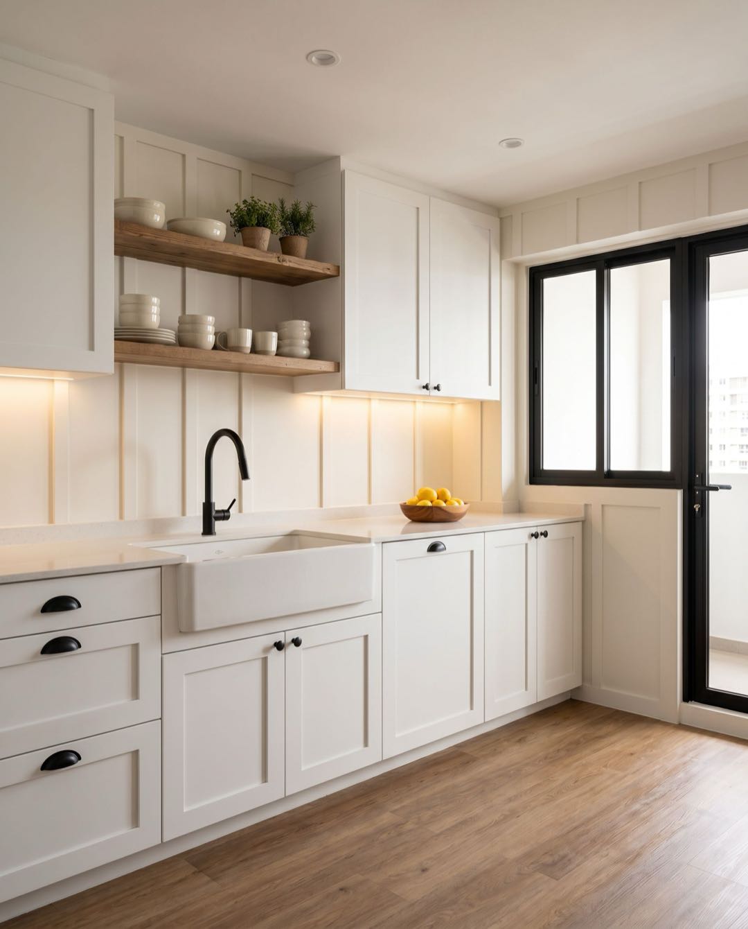 Modern Farmhouse kitchen in a Singapore HDB flat