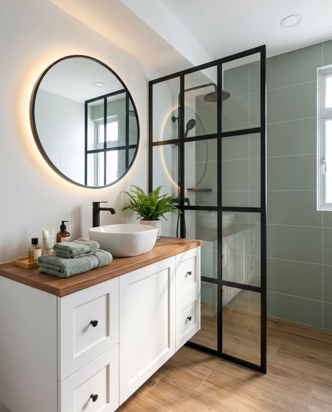 Modern Farmhouse bathroom in a Singapore HDB flat