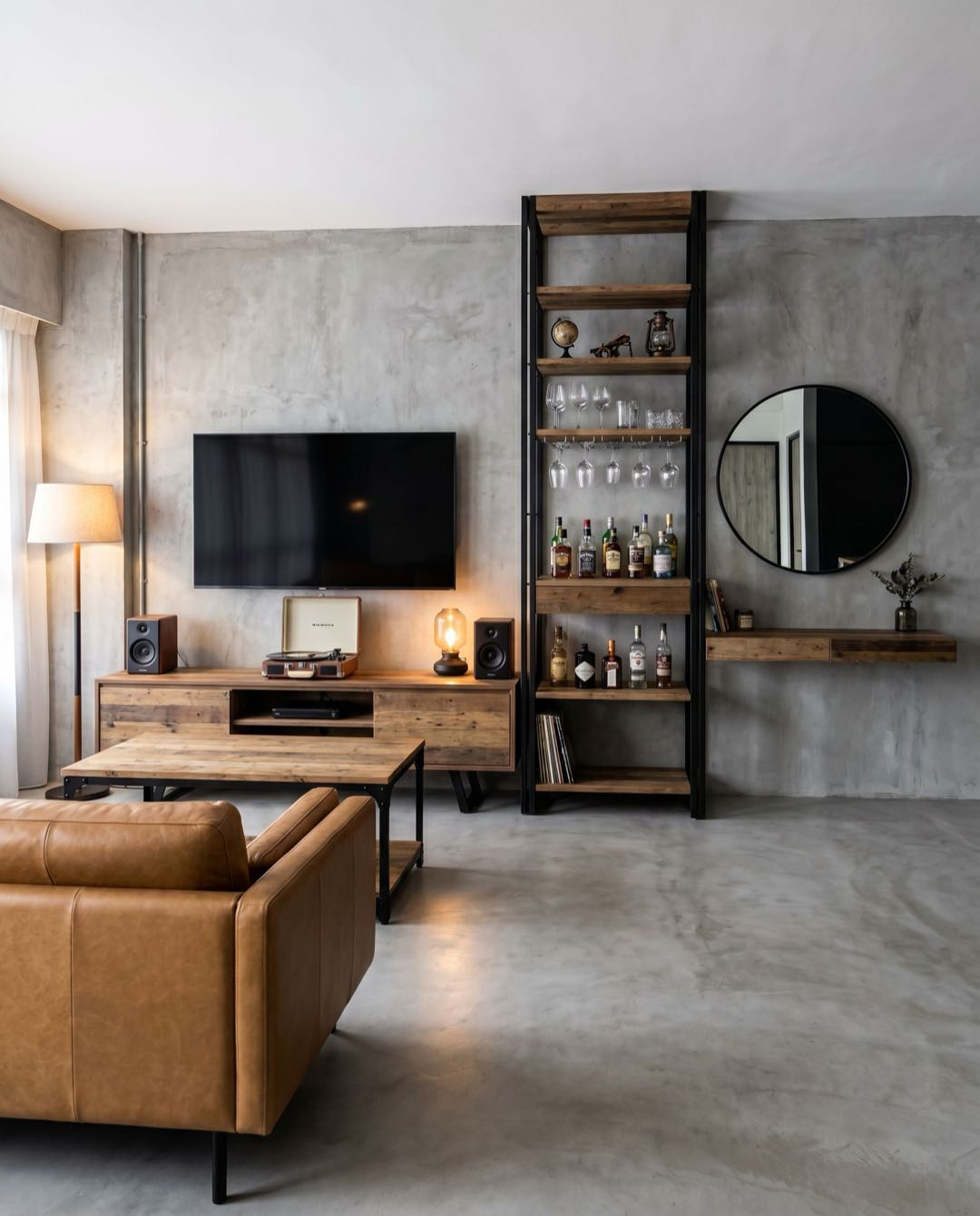 Industrial living room in a Singapore HDB flat