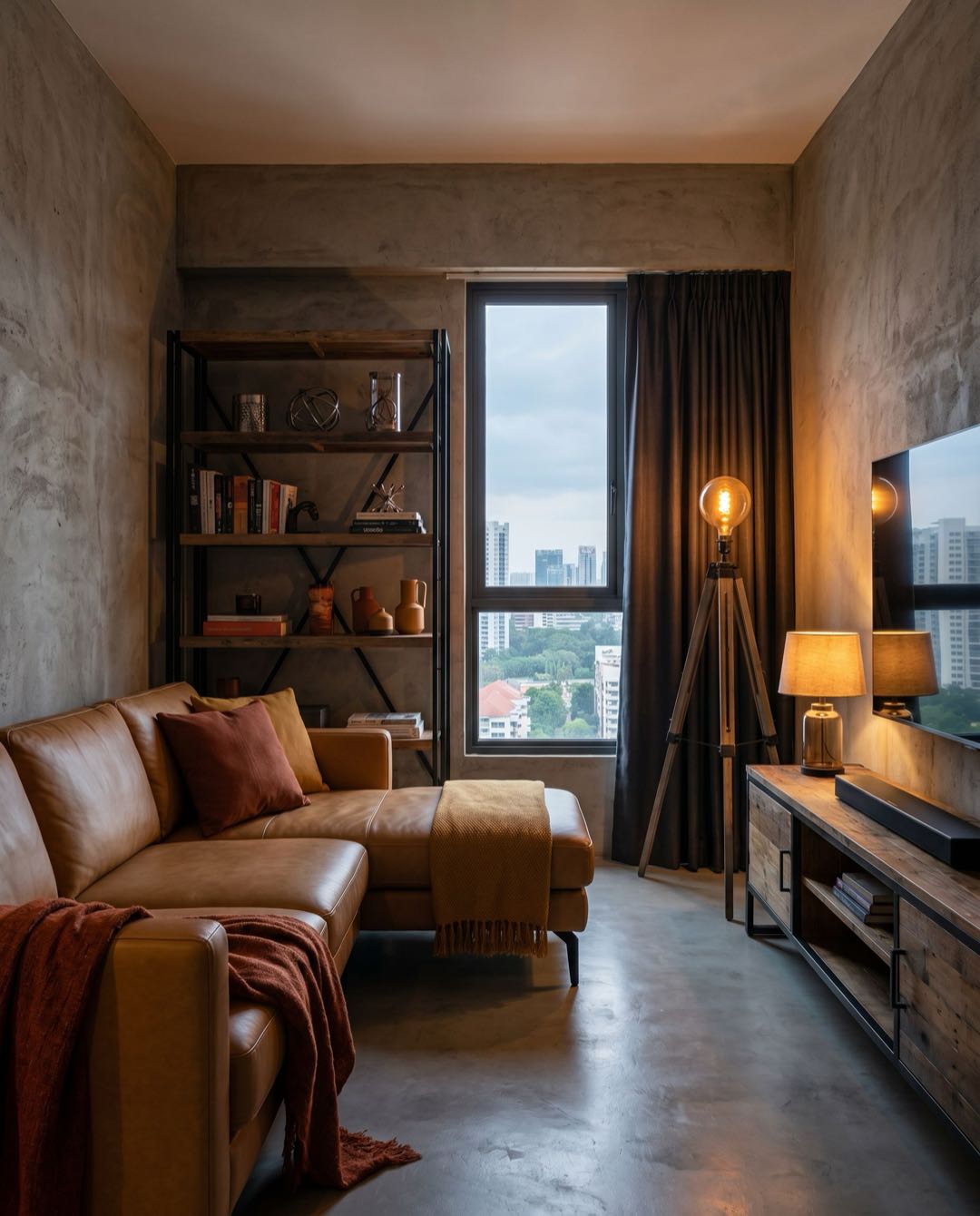 Industrial living room in a Singapore HDB flat