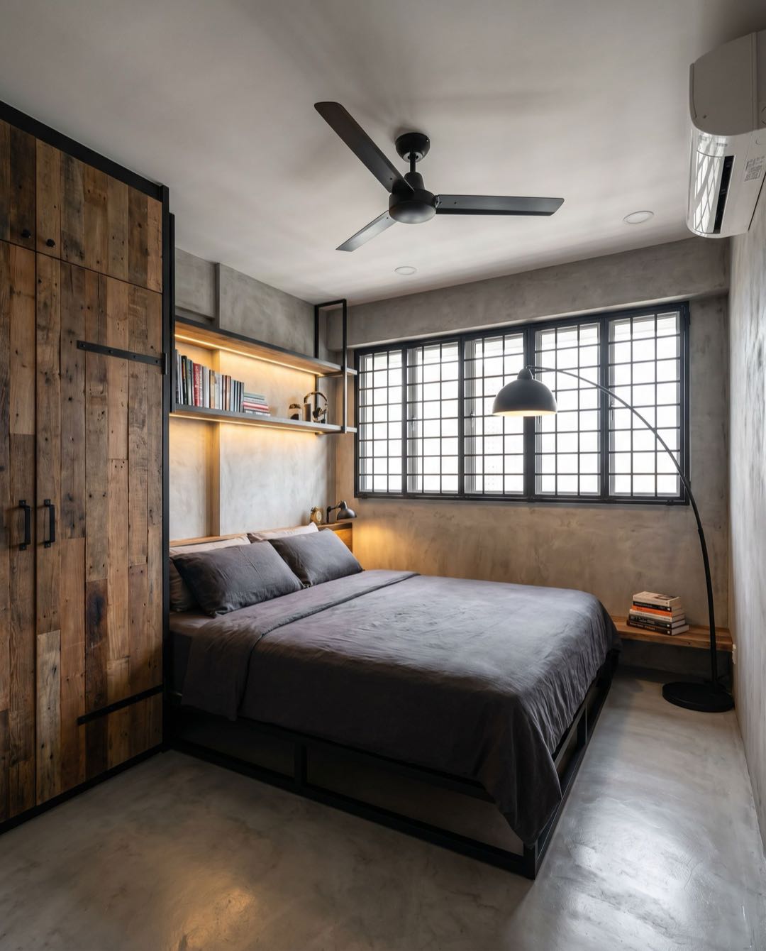 Industrial bedroom in a Singapore HDB flat
