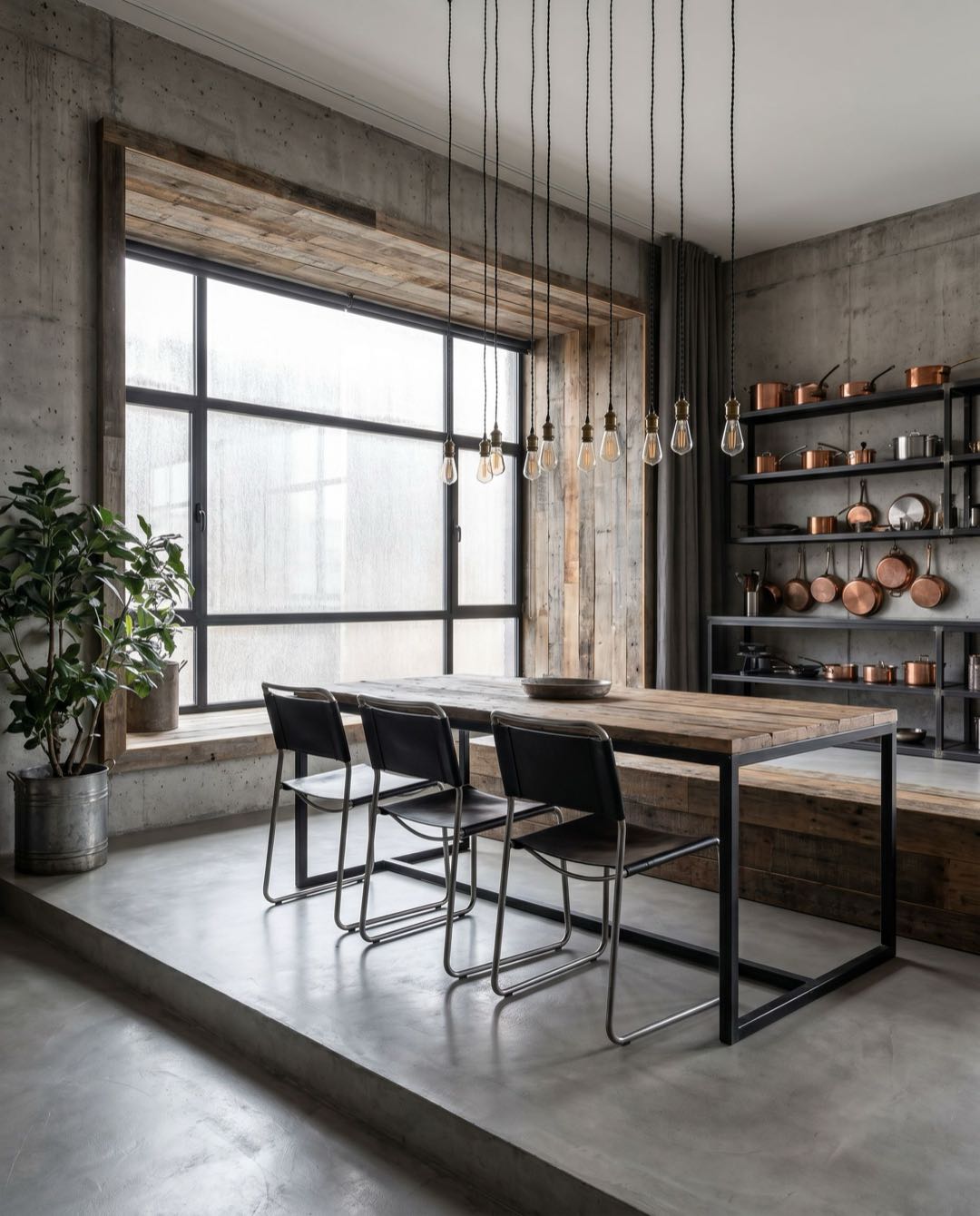 Industrial dining area in a Singapore HDB flat