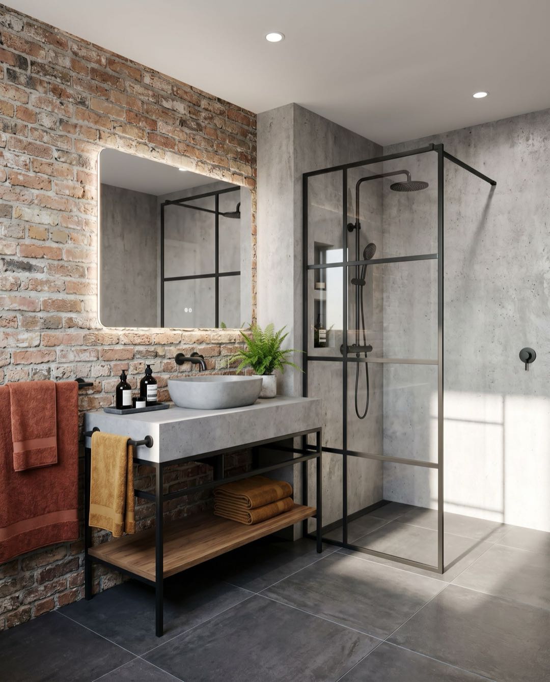 Industrial bathroom in a Singapore HDB flat