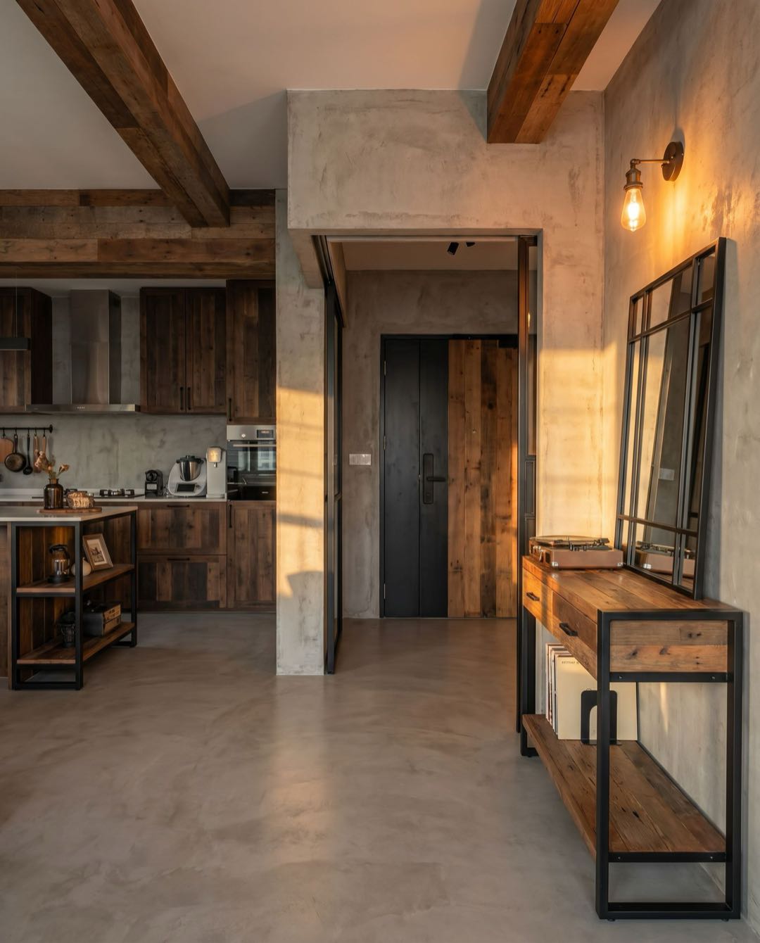 Industrial entryway in a Singapore HDB flat