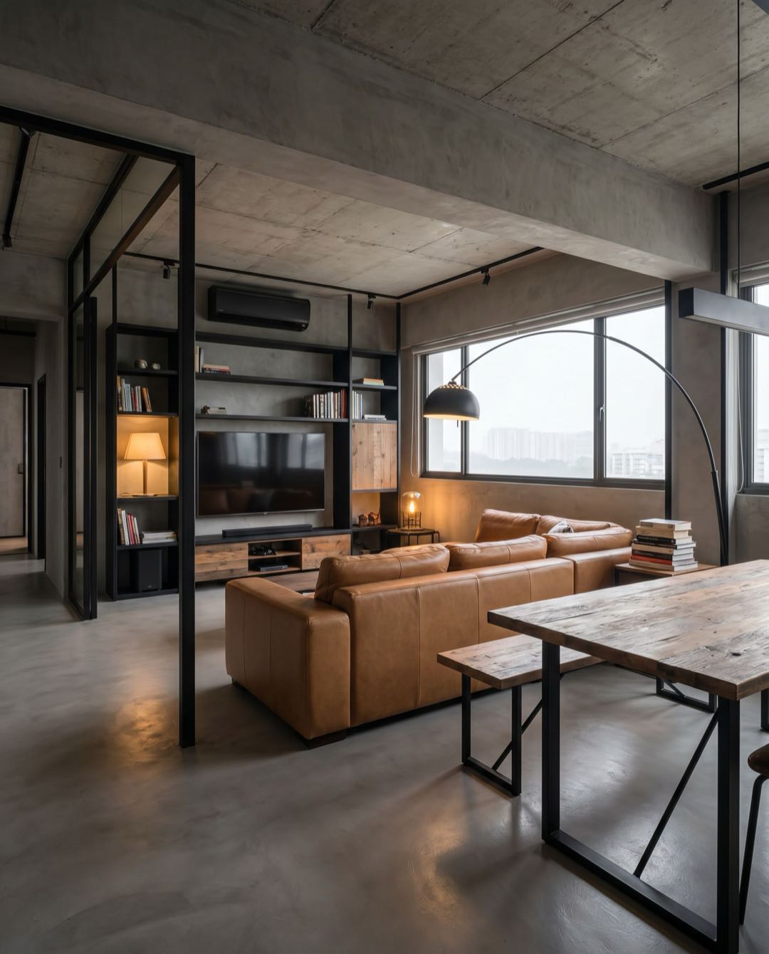 Industrial living room in a Singapore HDB flat