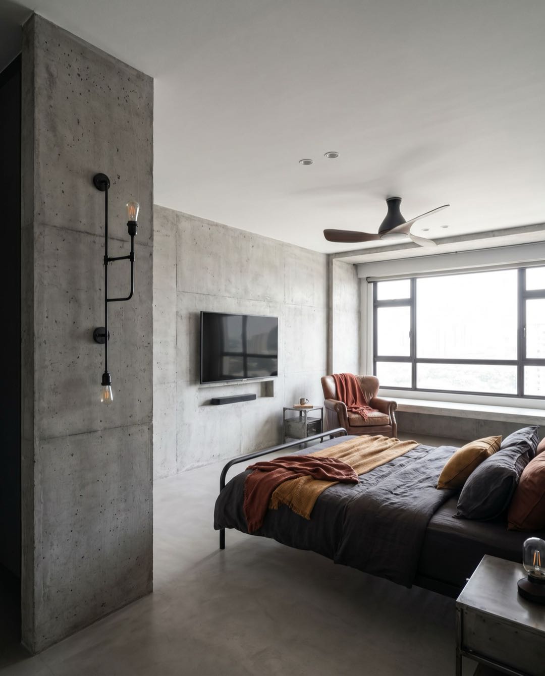 Industrial bedroom in a Singapore HDB flat