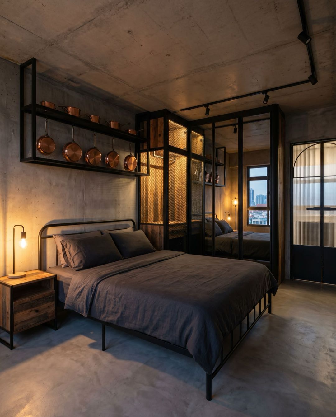 Industrial bedroom in a Singapore HDB flat