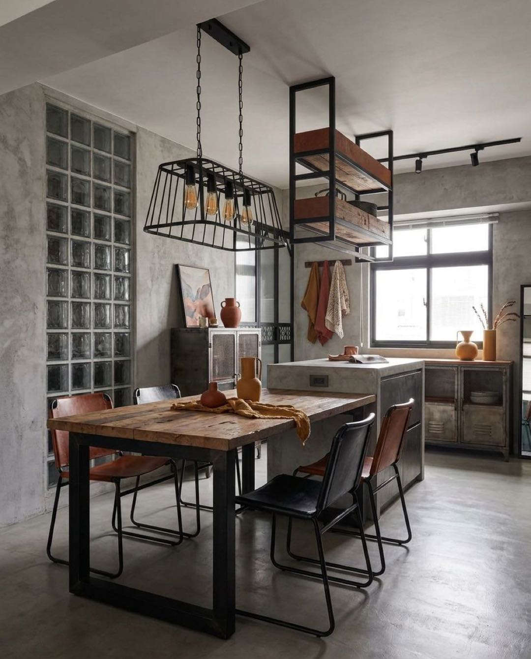 Industrial dining area in a Singapore HDB flat