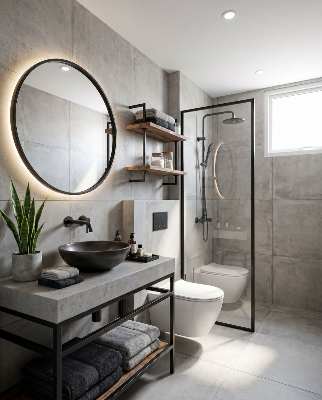 Industrial bathroom in a Singapore HDB flat