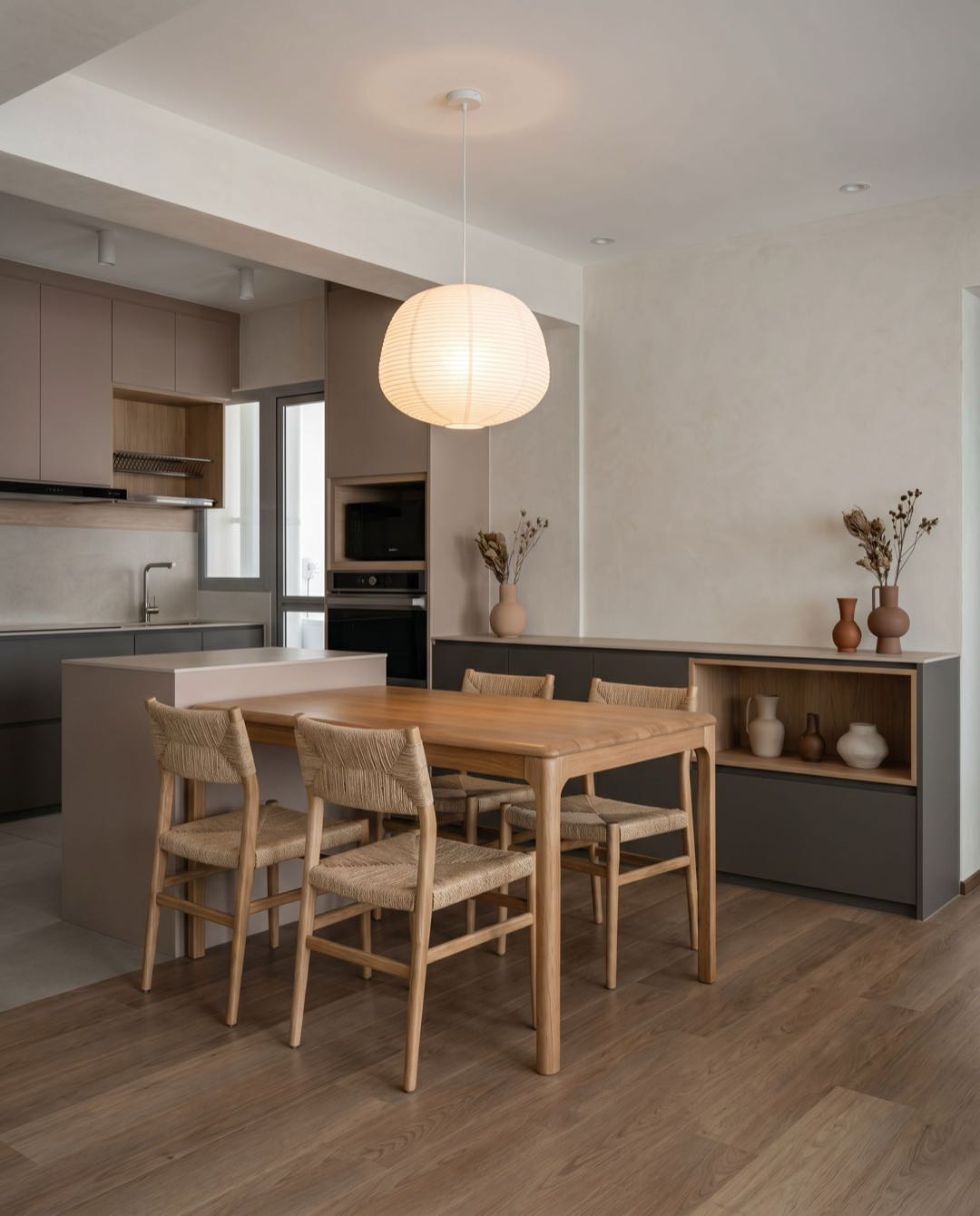 Japandi dining area in a Singapore HDB flat