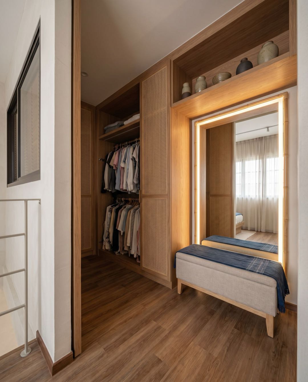 Japandi walk-in wardrobe in a Singapore HDB flat