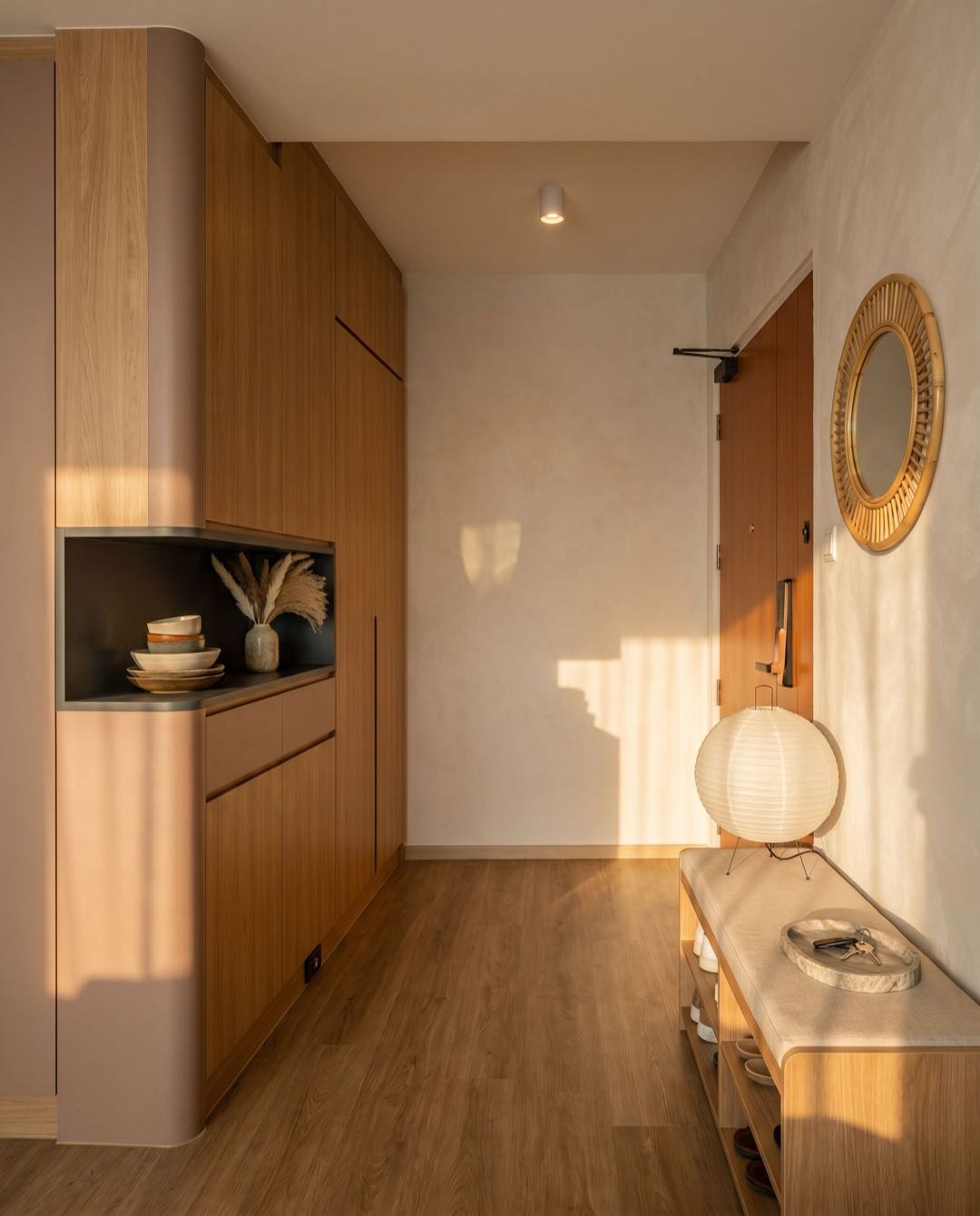 Japandi entryway in a Singapore HDB flat