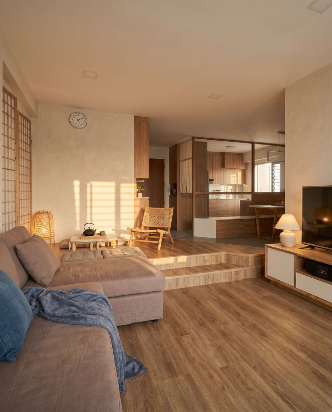 Japandi living room in a Singapore HDB flat