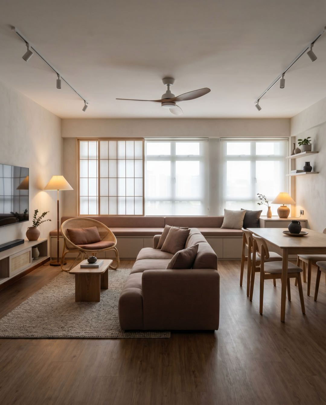 Japandi living room in a Singapore HDB flat