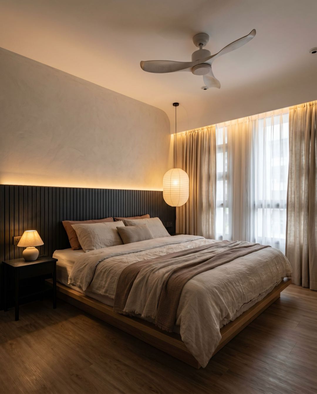 Japandi bedroom in a Singapore HDB flat