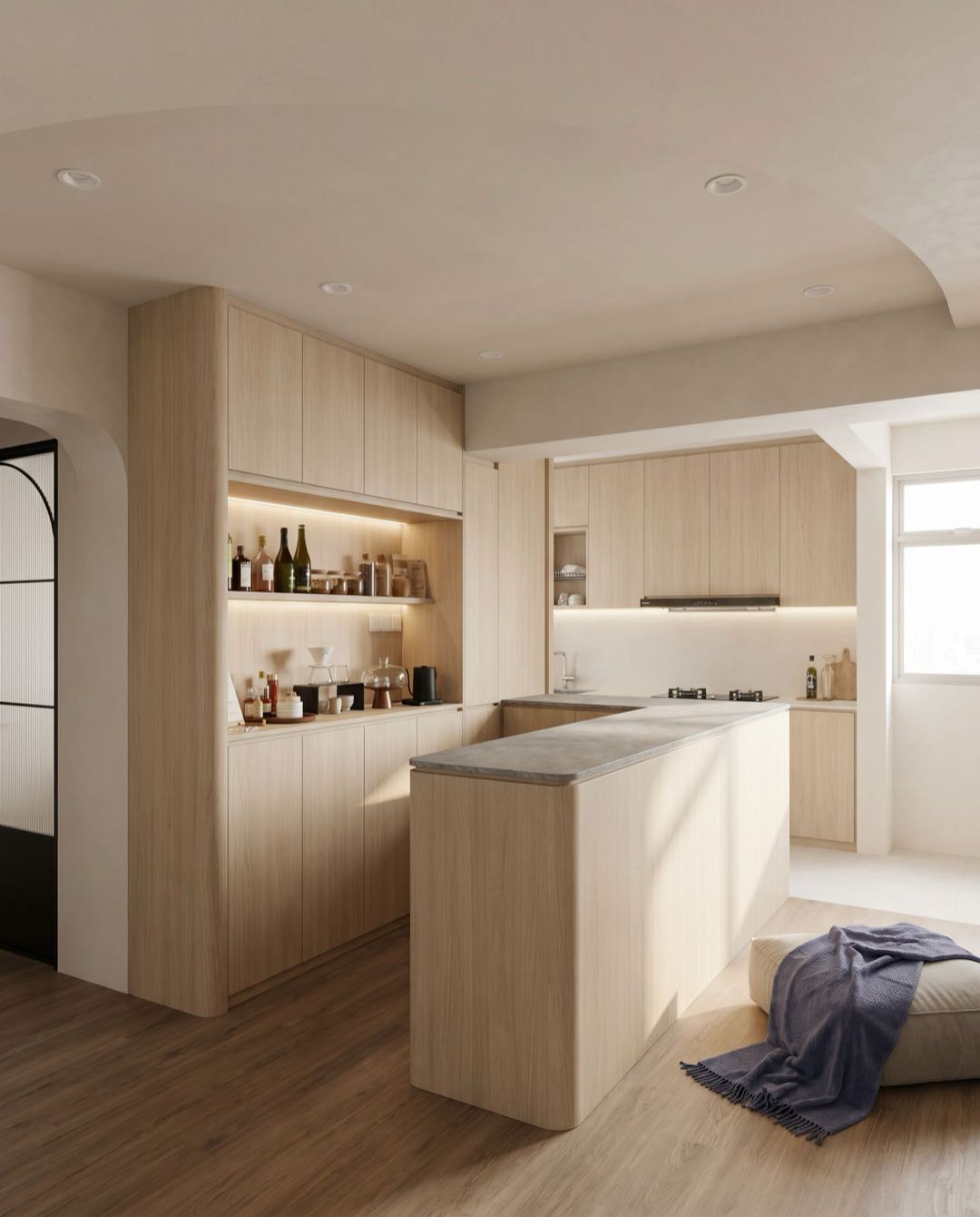 Japandi kitchen in a Singapore HDB flat