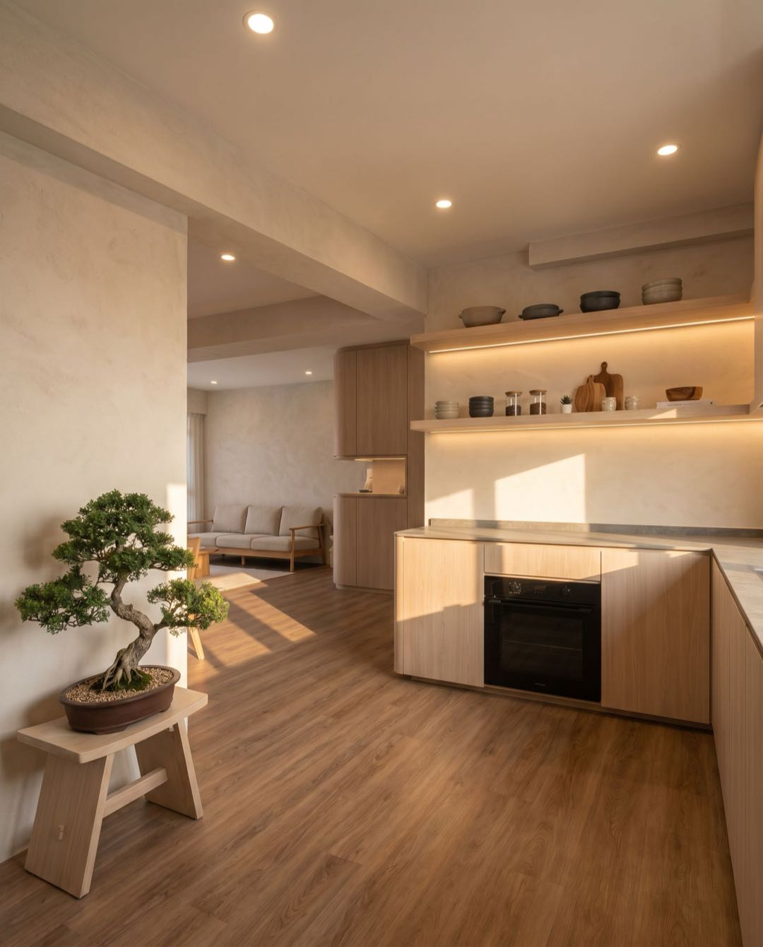 Japandi kitchen in a Singapore HDB flat