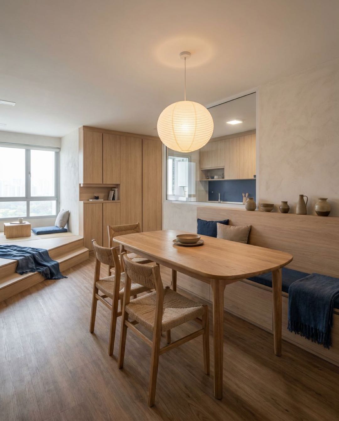 Japandi dining area in a Singapore HDB flat