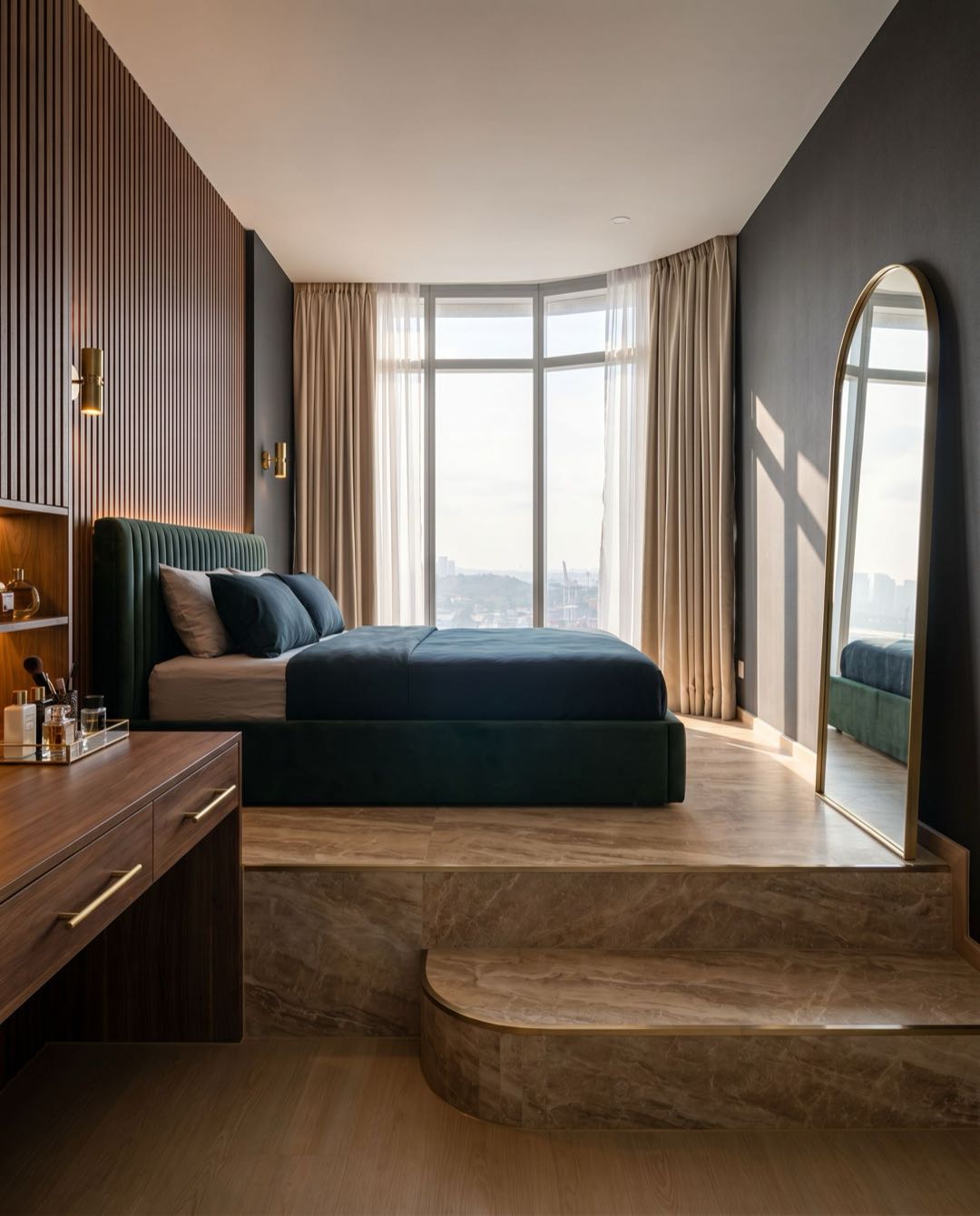 Modern Luxe bedroom in a Singapore HDB flat