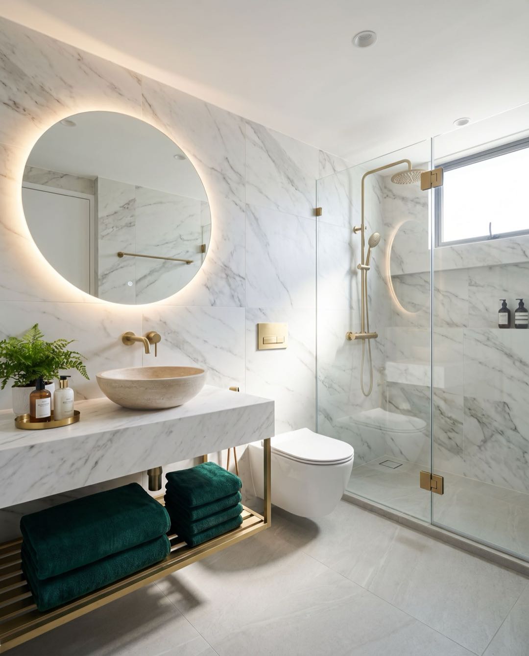 Modern Luxe bathroom in a Singapore HDB flat
