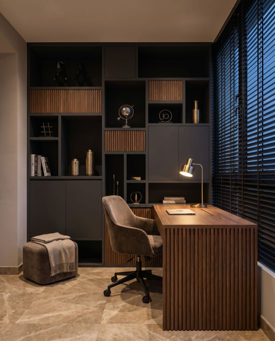 Modern Luxe study & home office in a Singapore HDB flat