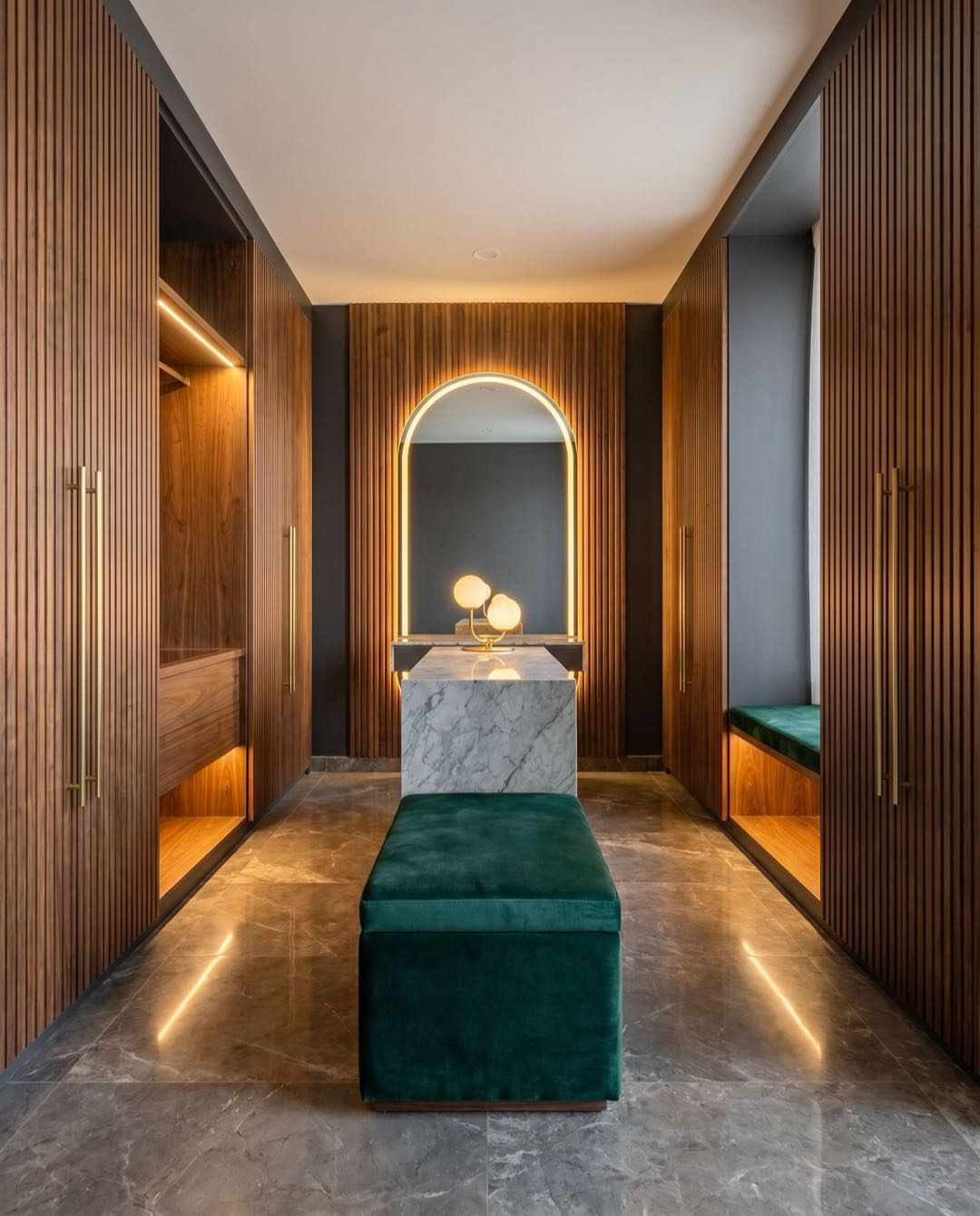 Modern Luxe walk-in wardrobe in a Singapore HDB flat