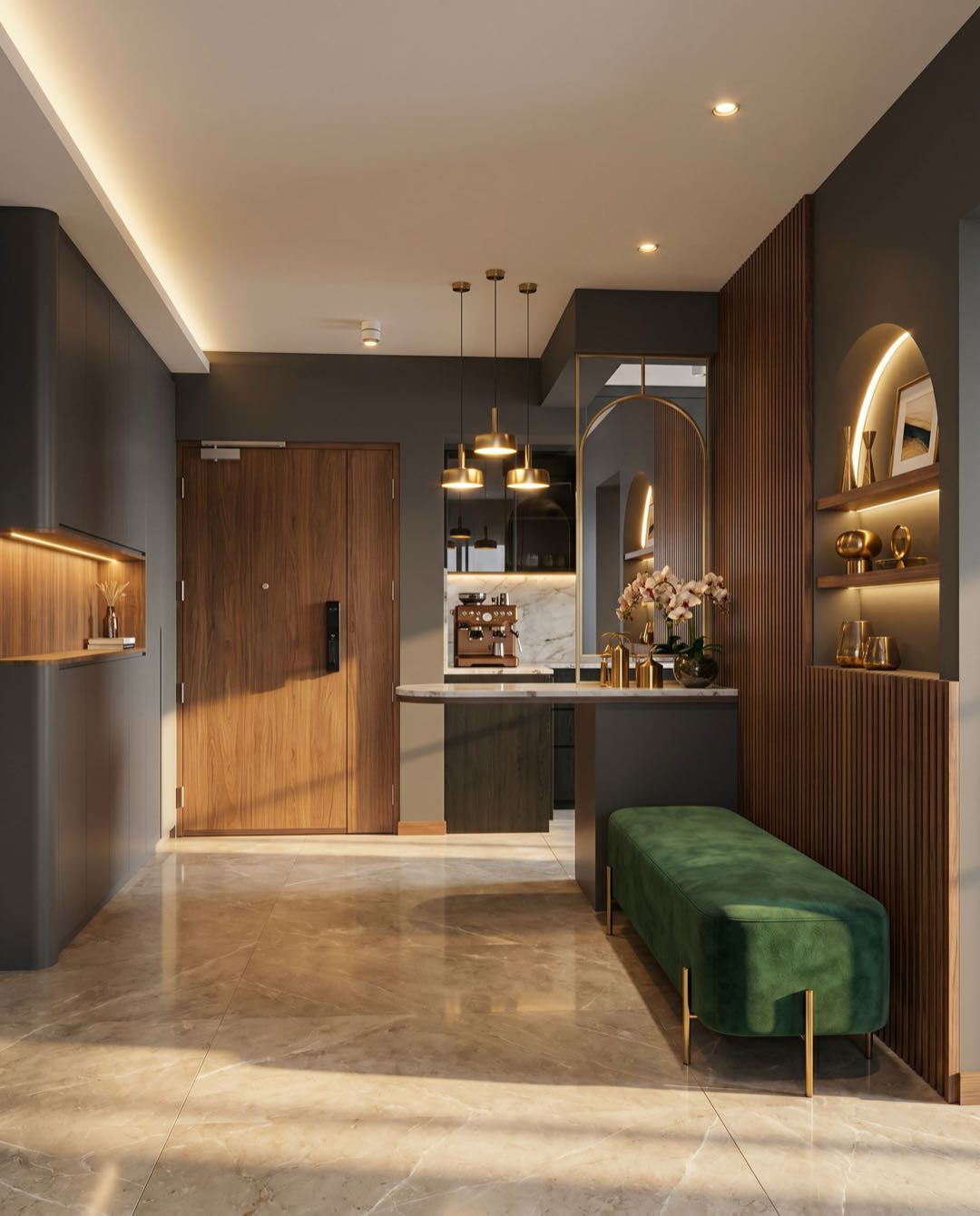 Modern Luxe entryway in a Singapore HDB flat