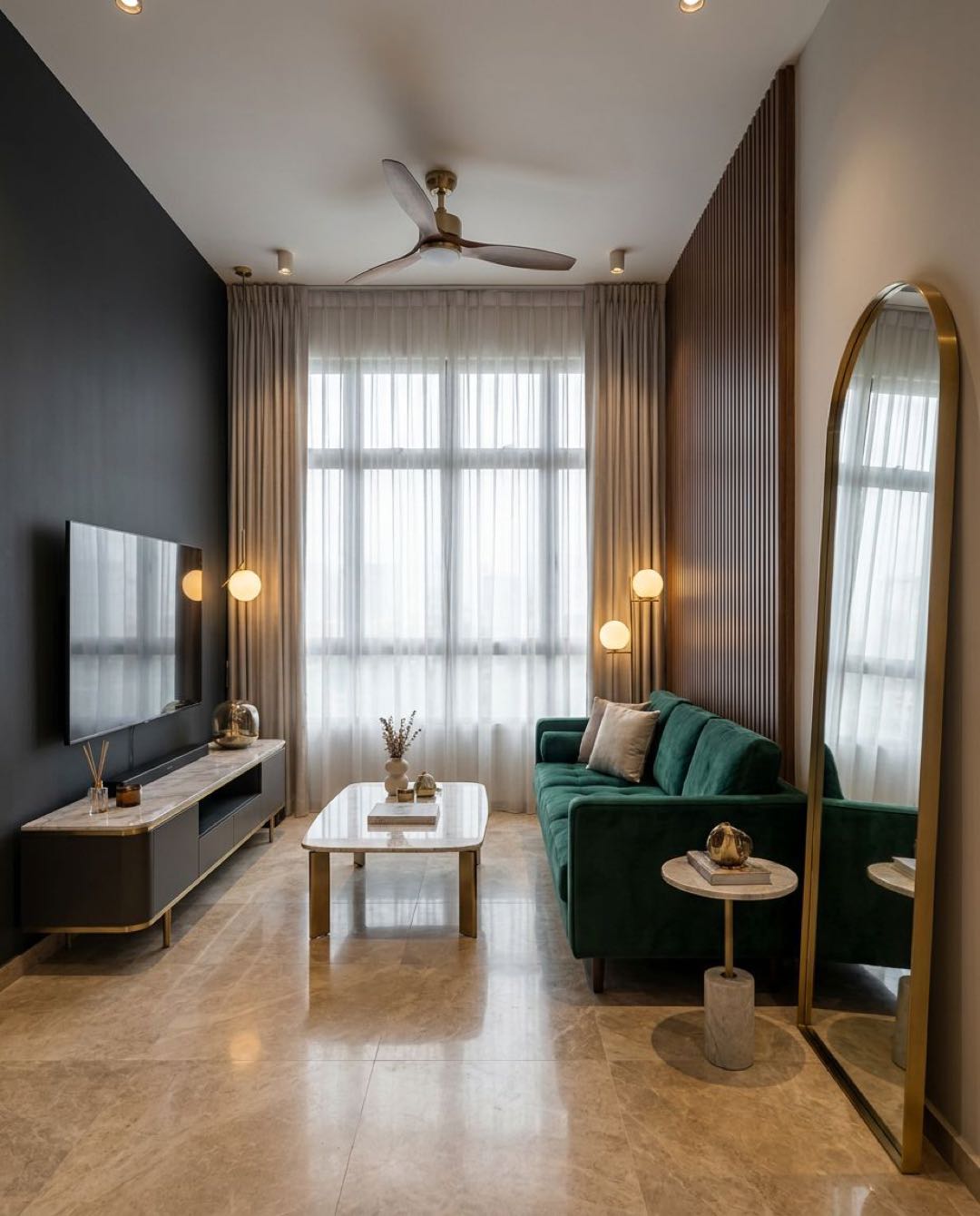 Modern Luxe living room in a Singapore HDB flat