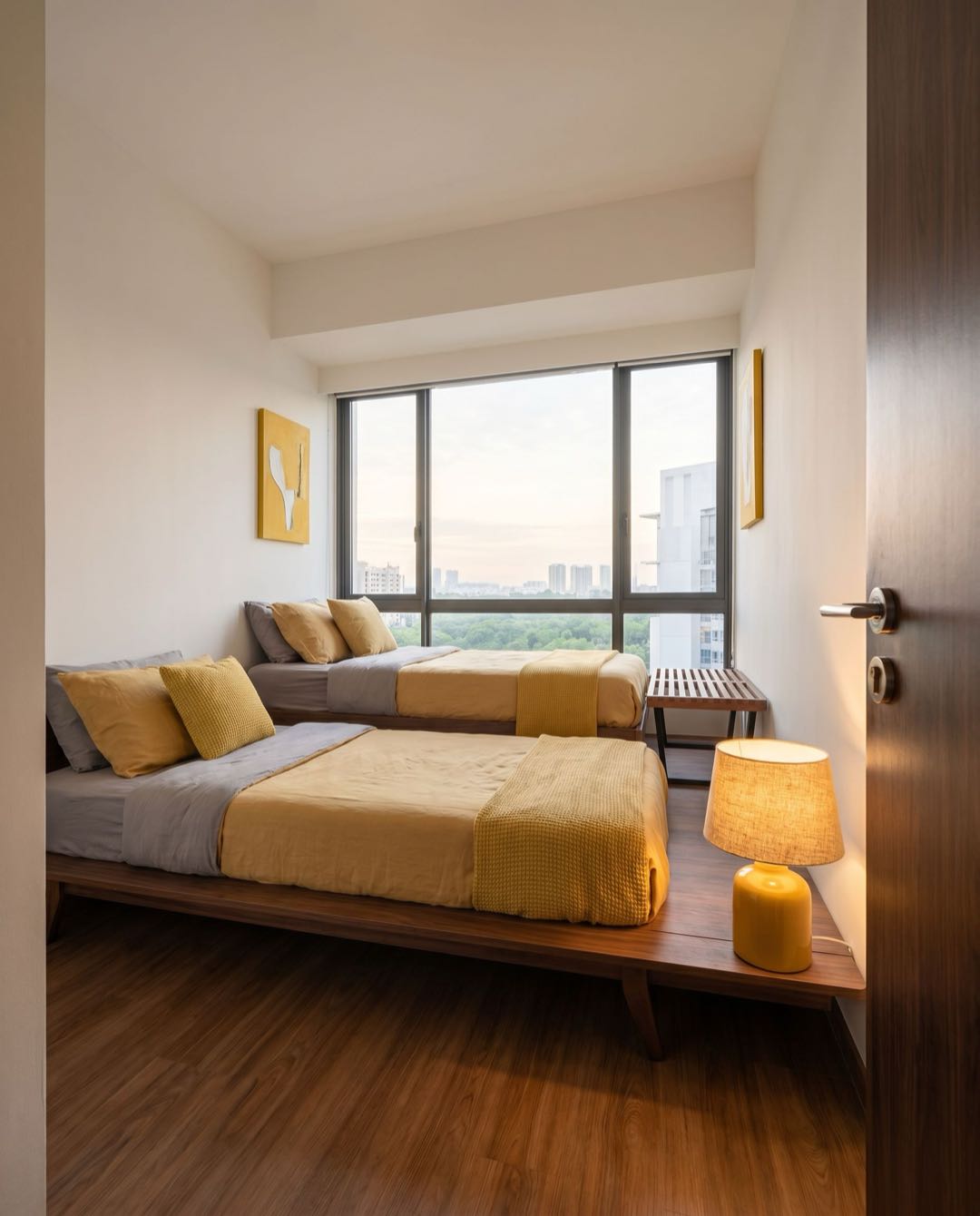 Mid-Century Modern bedroom in a Singapore HDB flat