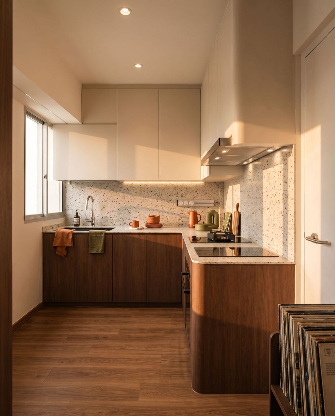 Mid-Century Modern kitchen in a Singapore HDB flat