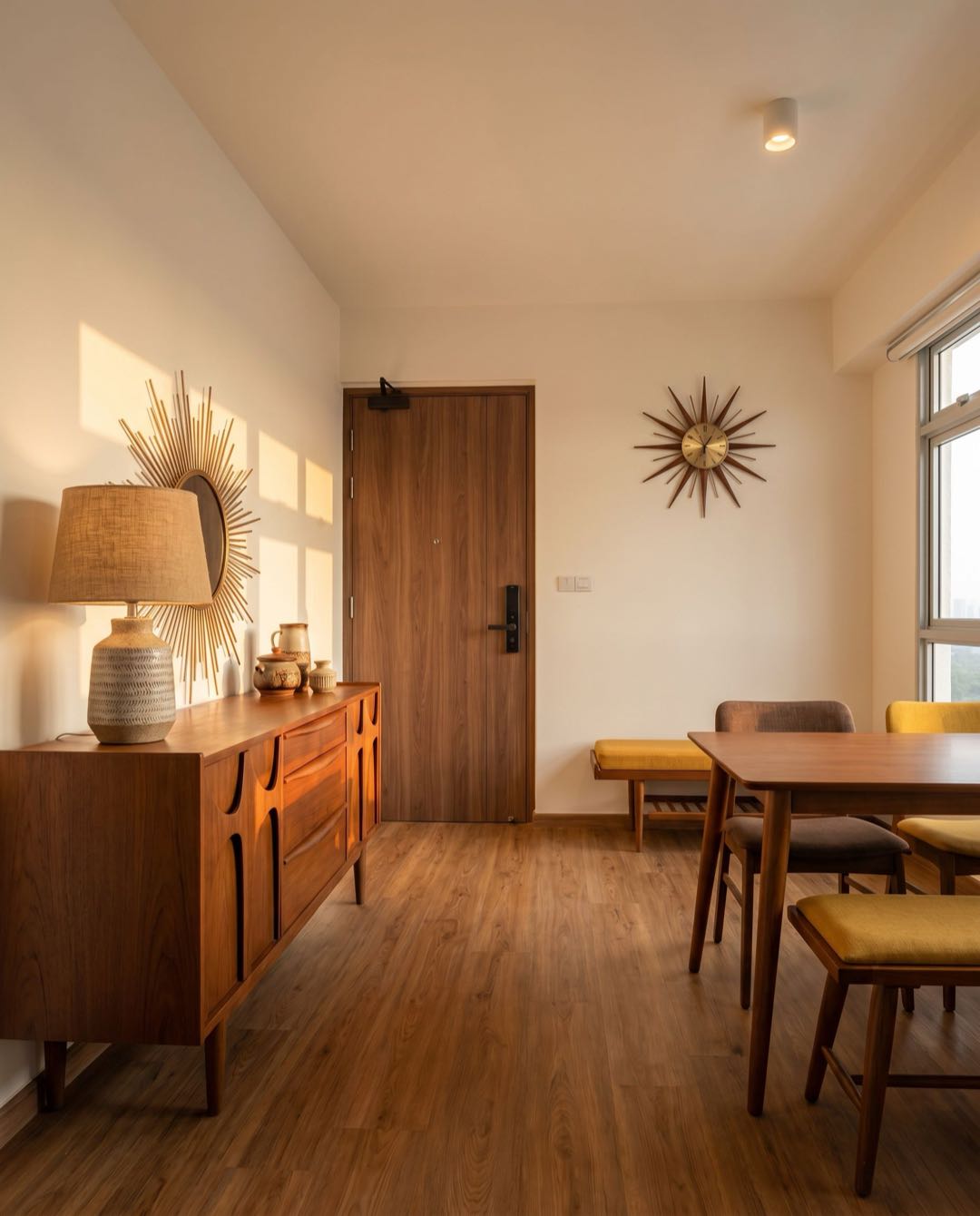 Mid-Century Modern entryway in a Singapore HDB flat