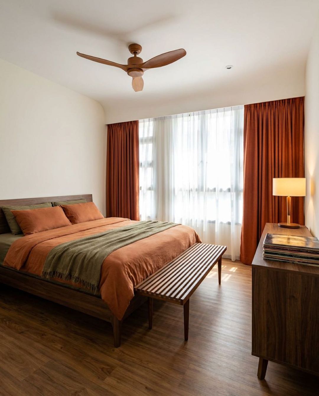 Mid-Century Modern bedroom in a Singapore HDB flat